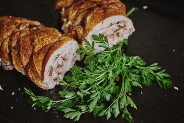 Turkey roll with nuts in the oven is a simple and delicious recipe for how to cook step by step