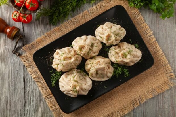 Homemade khinkali with minced pork 