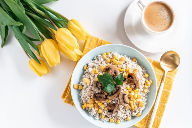 Barley porridge with mushrooms and corn – a simple and delicious recipe, how to cook step by step