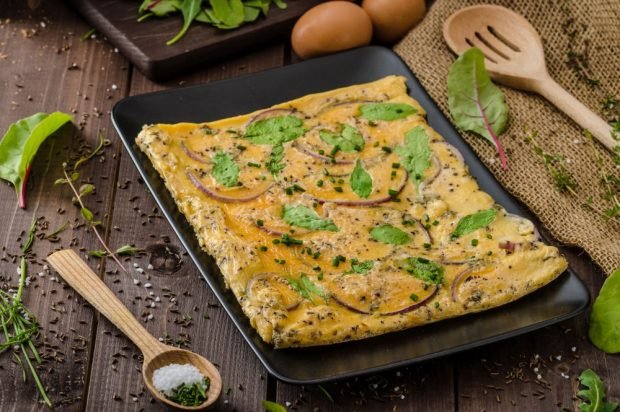 Omelet with onions and beet tops in the oven – a simple and delicious recipe, how to cook step by step