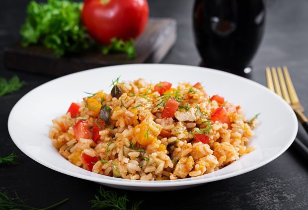 Risotto with chicken and vegetables is a simple and delicious recipe how to cook step by step