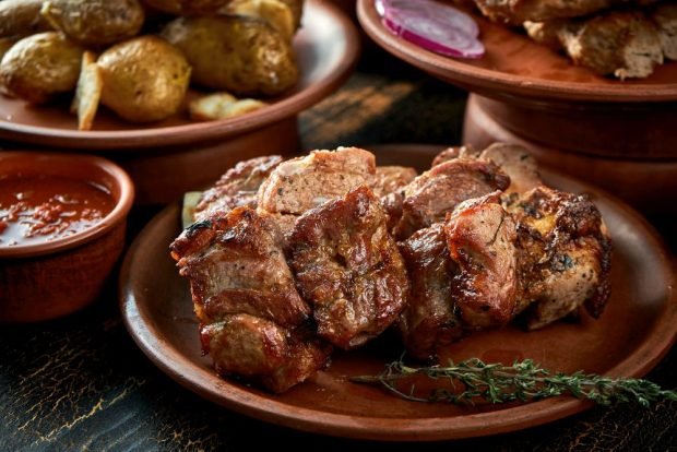 Pork kebab in an aerogrill is a simple and delicious recipe, how to cook step by step