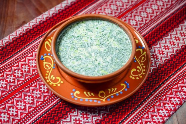 Okroshka with herbs and apple on ayran – a simple and delicious recipe, how to cook step by step