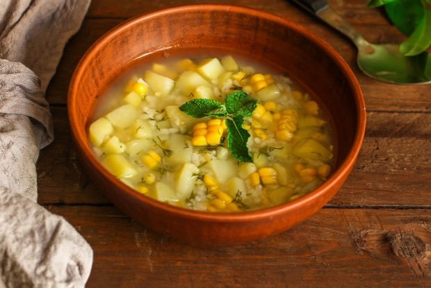 Soup with rice and corn – a simple and delicious recipe, how to cook step by step