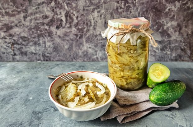 Cucumber salad with onions for winter without sterilization – a simple and delicious recipe, how to cook step by step