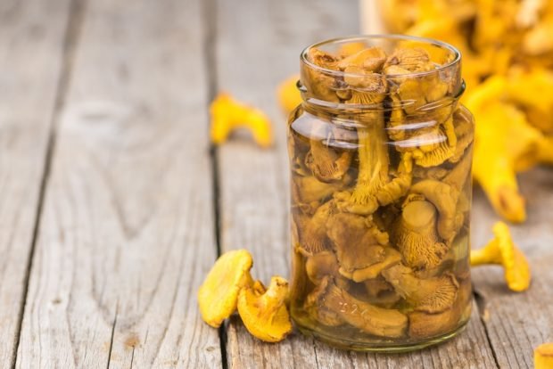 Pickled chanterelles with vinegar and garlic for winter – a simple and delicious recipe how to cook step by step