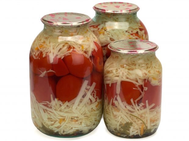 Pickled tomatoes with cabbage for winter in cans – a simple and delicious recipe, how to cook step by step