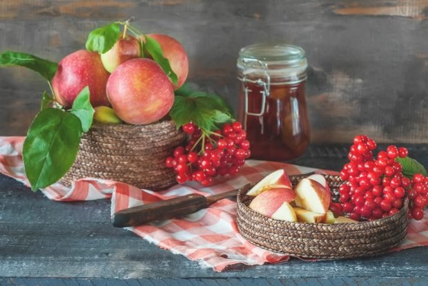 Jam from apples and viburnum is a simple and delicious recipe, how to cook step by step