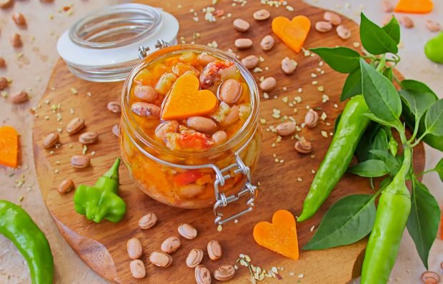 Beans with vegetables for the winter in cans is a simple and delicious recipe for cooking step by step