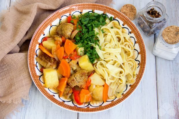 Lagman with pork, potatoes and noodles – a simple and delicious recipe with photos (step by step)