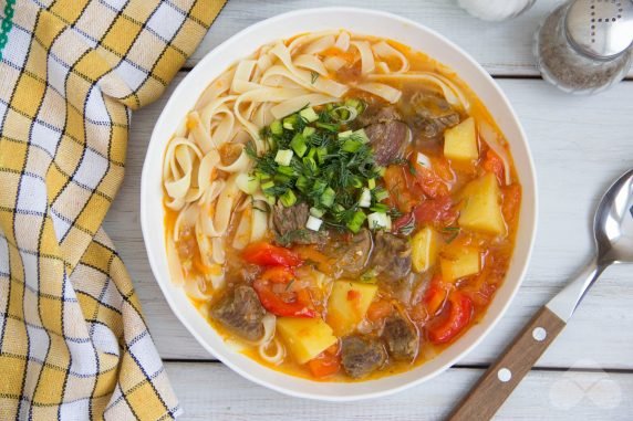 Lagman with beef and ready noodles: photo of recipe preparation, step 10 Lagman with beef and ready noodles: photo of recipe preparation, step 10