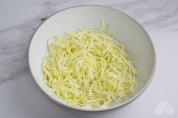 Salad with cabbage, sausage and peas: photo of recipe preparation, step 1