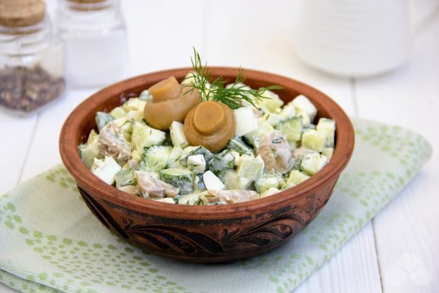 Salad with cucumbers and pickled mushrooms – a simple and delicious recipe with photos (step by step)