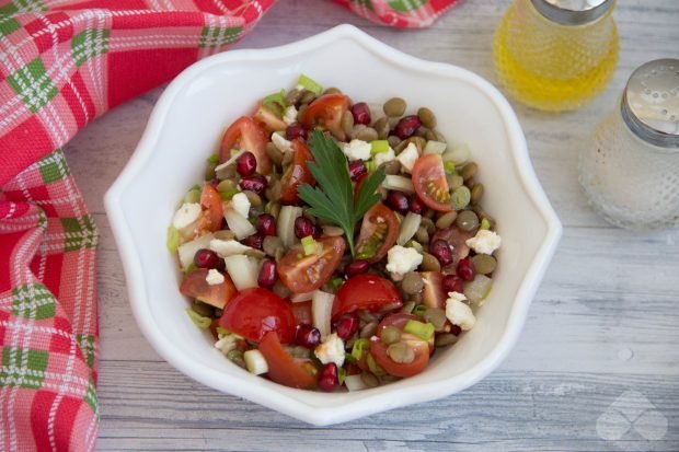 Salad with lentils, tomatoes and pomegranate – a simple and delicious recipe with photos (step by step)