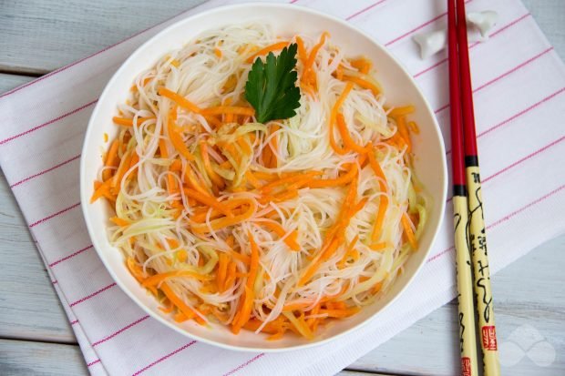 Salad of funchosa, Korean carrots and cucumbers – a simple and delicious recipe with photos (step by step)