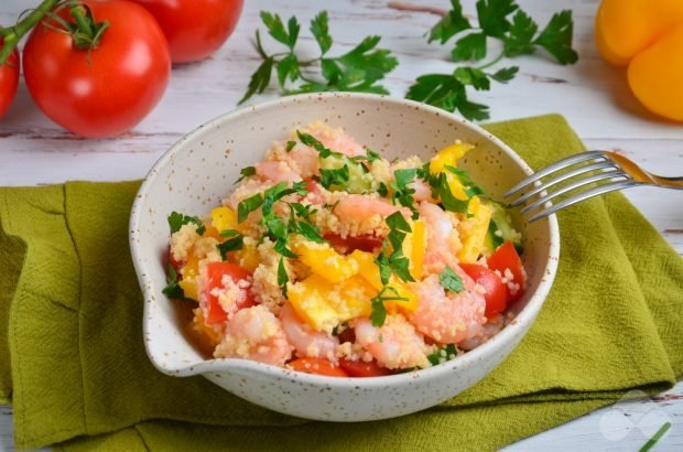 Vegetable salad with shrimp and couscous – a simple and delicious recipe with photos (step-by-step)